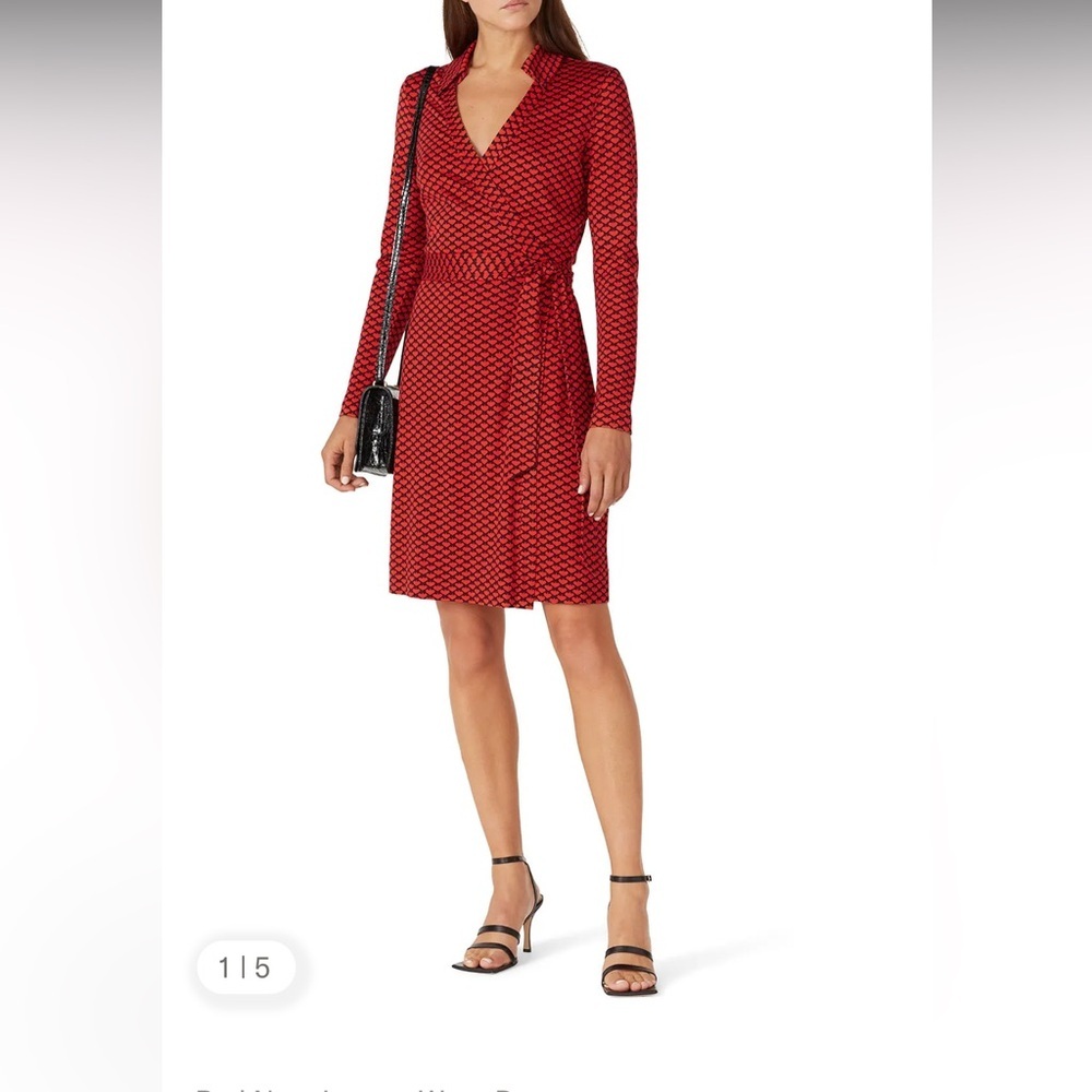 Diane Von Furstenberg New Jeanne Wrap Dress In Signature 100% Silk Size M Nwot